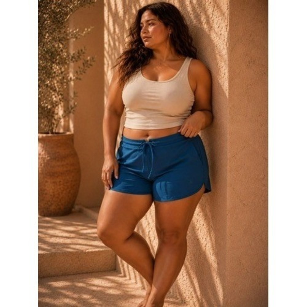 prAna Women XL Blue Athletic Hiking Activewear Shorts Side Slit Outdoor